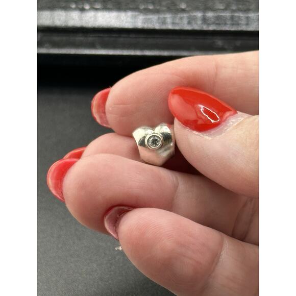 Pandora Sterling Silver Puffy Heart Charm Bead 790134CZ w/ Clear CZ - Picture 4 of 4